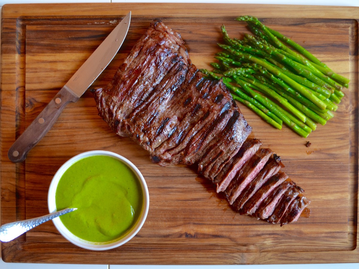 Grilled Skirt Steak with Spinach&nbsp;Chimichurri