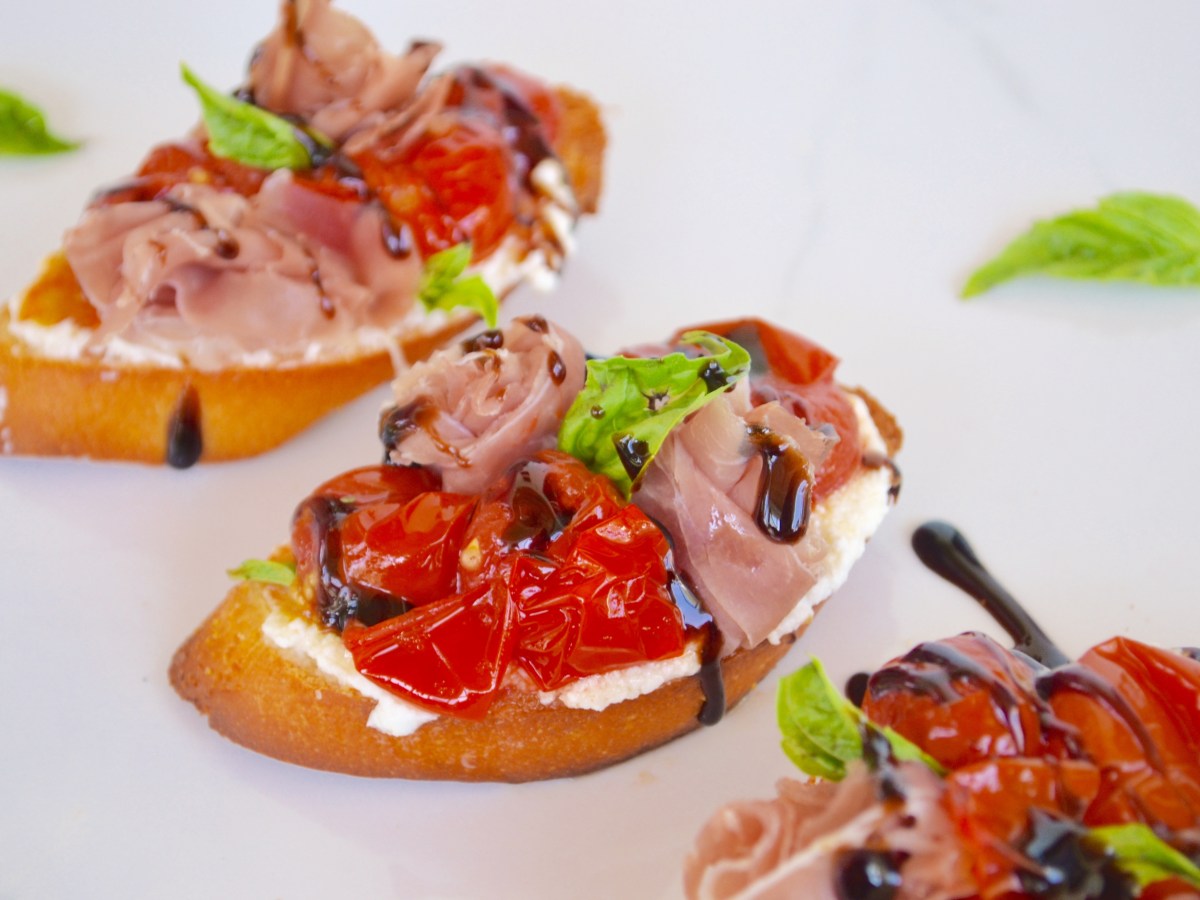 Tomato, Proscuitto, & Ricotta&nbsp;Bruschetta