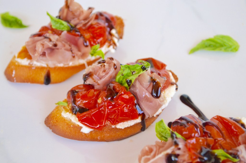 Tomato, Proscuitto, & Ricotta&nbsp;Bruschetta