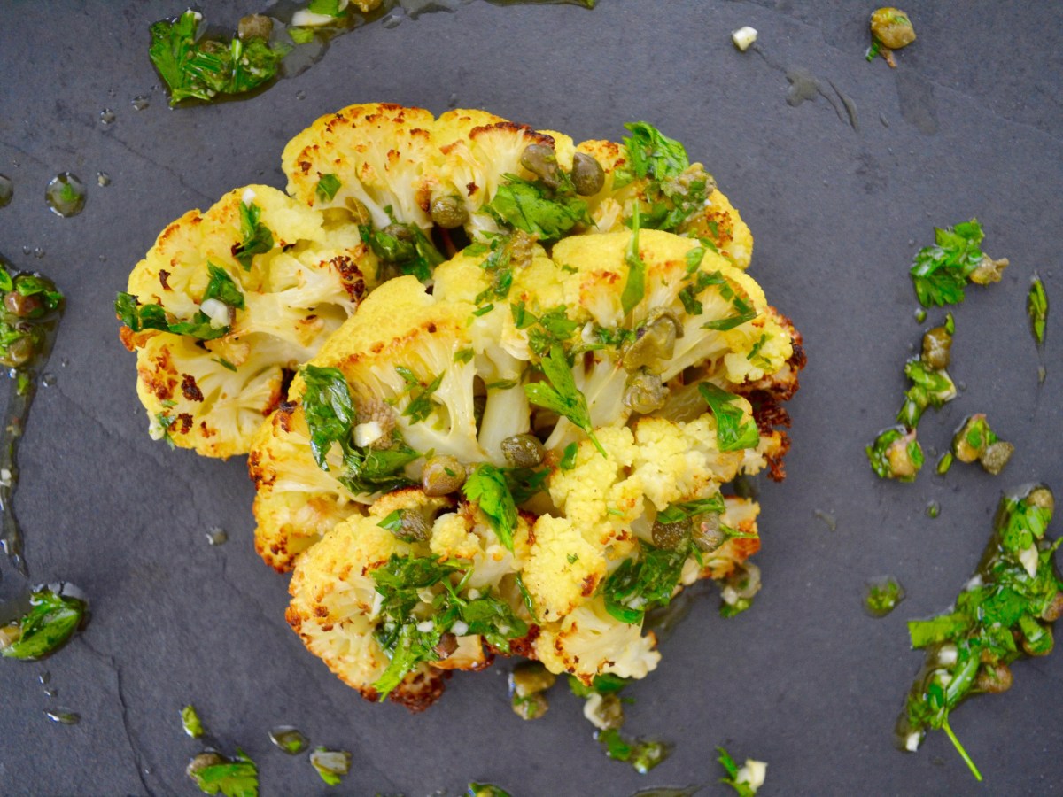 Cauliflower Steaks with Herby Caper&nbsp;Sauce