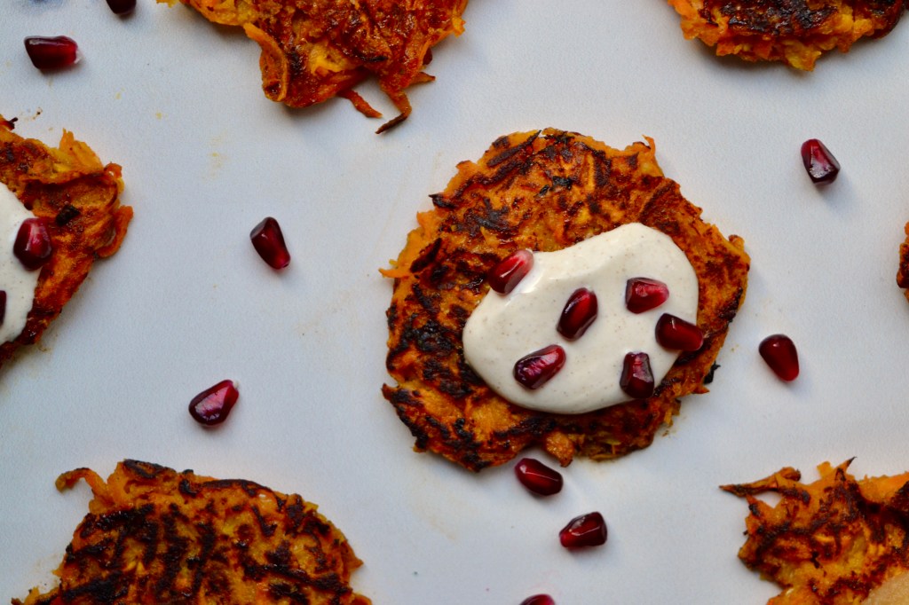 Sweet Potato Latkes with Cinnamon & Honey&nbsp;Mascarpone